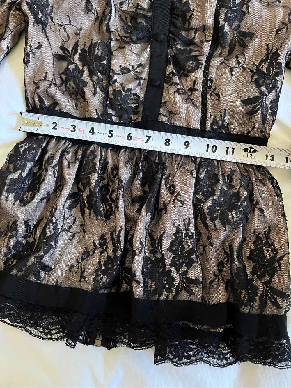 Twelve by Twelve Los Angeles floral lace overlay full length puff sleeve blouse - Picture 5 of 13
